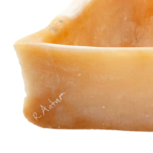 STONE CARVED APRICOT COLORED / ALABASTER PIECE